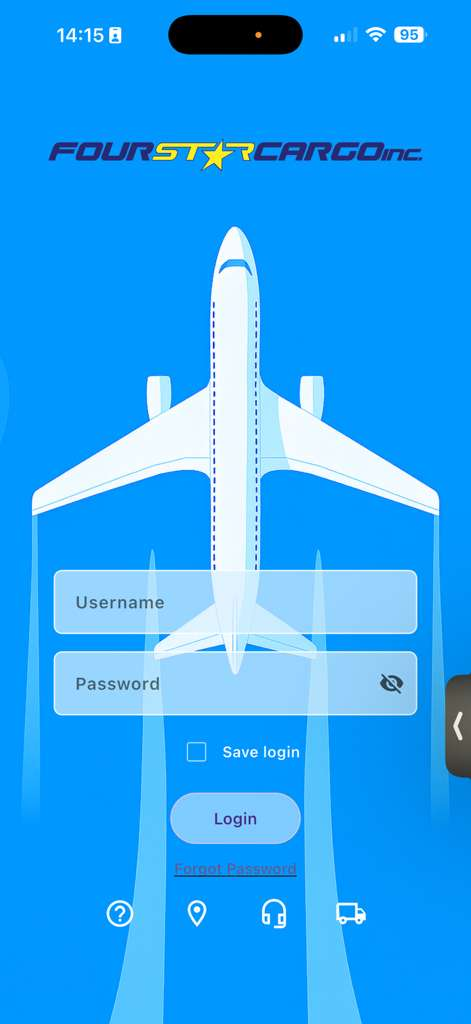 Four Star Cargo app login screen